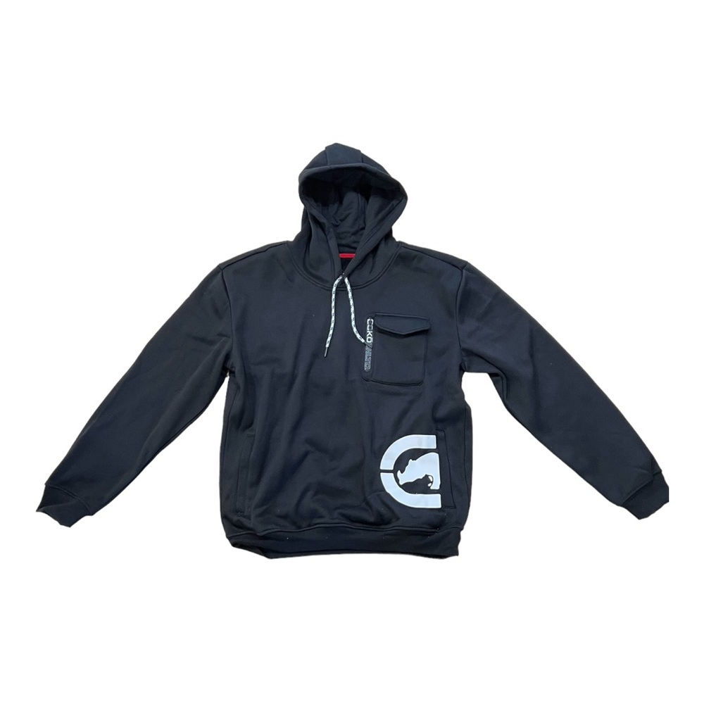 Ecko Unltd Hoodie Sweatshirt Rhino Logo Black Camo Authentic Chest Pocket Size L